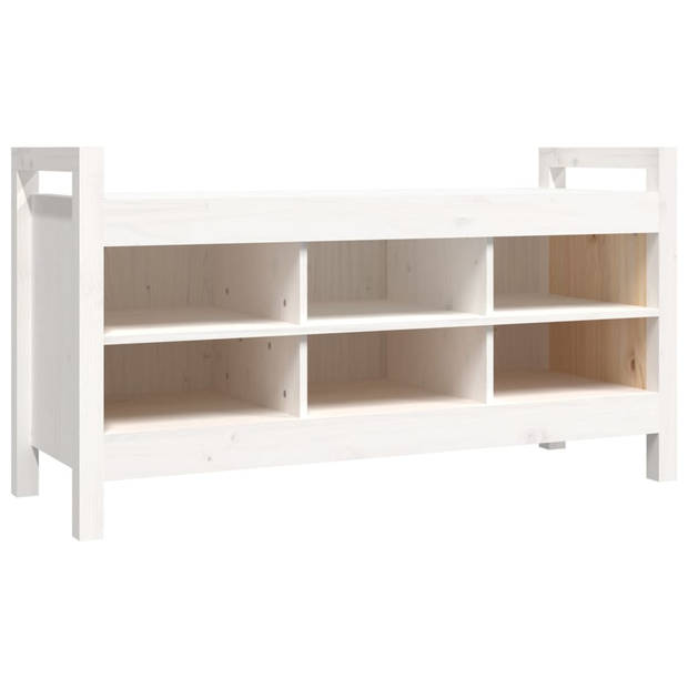 The Living Store Halbank Rustic Pine - Opbergbank - 110x40x60 cm - Wit