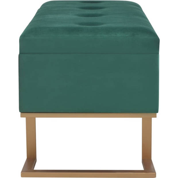 The Living Store Fluwelen Bank Groen 105 x 40 x 44 cm - Met Intern Opbergvak