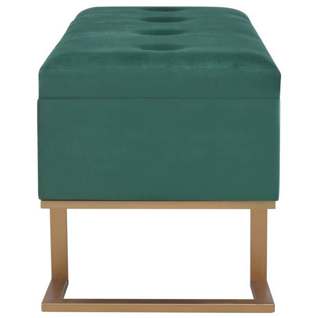 The Living Store Fluwelen Bank Groen 105 x 40 x 44 cm - Met Intern Opbergvak