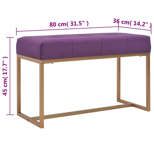 The Living Store Halbankje Purple Velvet- 80x36x45cm -Stabiele ijzeren poten
