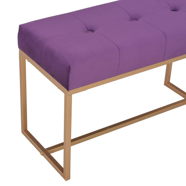 The Living Store Halbankje Purple Velvet- 80x36x45cm -Stabiele ijzeren poten
