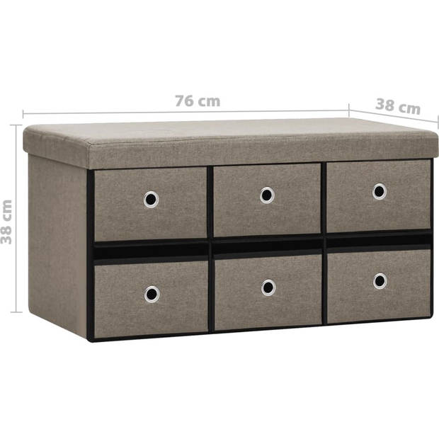 The Living Store Opbergbank Halbank - 76 x 38 x 38 cm - Kunstlinnen MDF - 6 Lades