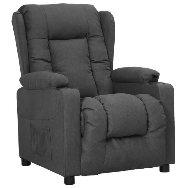 The Living Store Verstelbare Fauteuil - Donkergrijs - 72.5 x 96 x 99.5 cm - Met 2 Bekerhouders