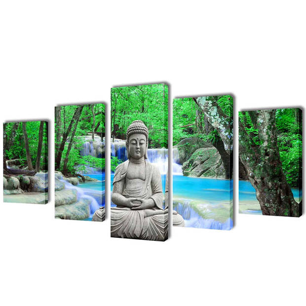 The Living Store Canvas 5-panelen set - 200 x 100 cm - Waterdicht - Buddha print