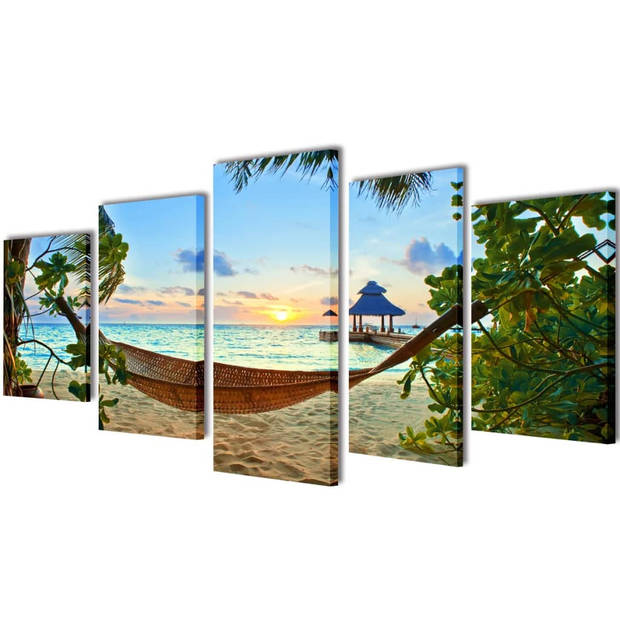 The Living Store 5-panelen canvas muurdruk set - 200 x 100 cm - Tropische print