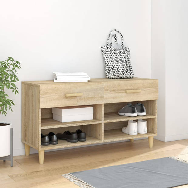 The Living Store Schoenenkast - Sonoma eiken - 102 x 35 x 55 cm - Trendy ontwerp