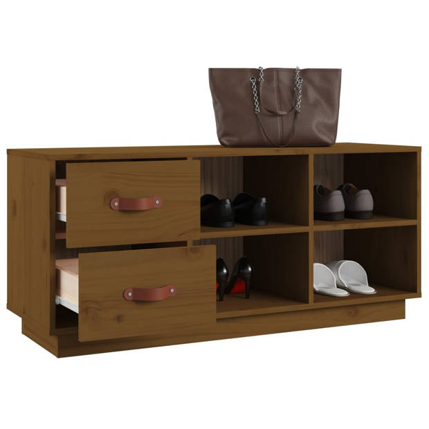 The Living Store Houten Schoenenkast - Gang - 100 x 34 x 45 cm - Massief grenenhout