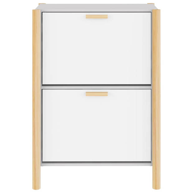 The Living Store Schoenenkast - Wit - 57.5 x 33 x 80 cm - Duurzaam hout - Stabiele houten poot