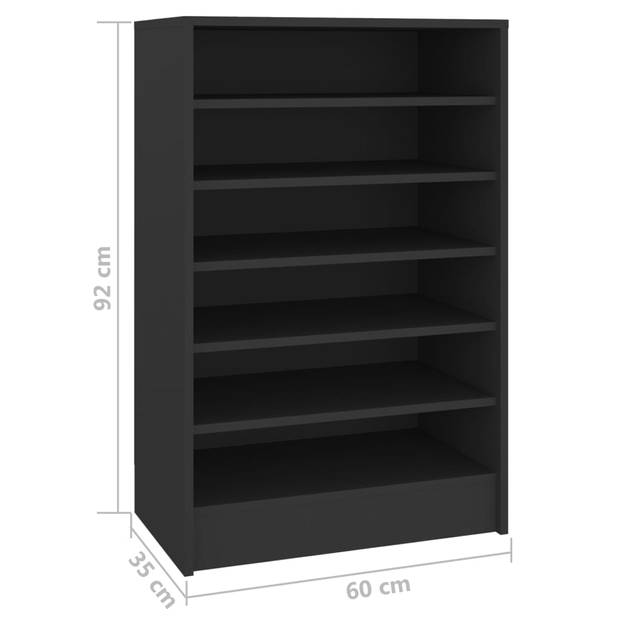 The Living Store Schoenenkast - Spaanplaat - 60 x 35 x 92 cm - Zwart