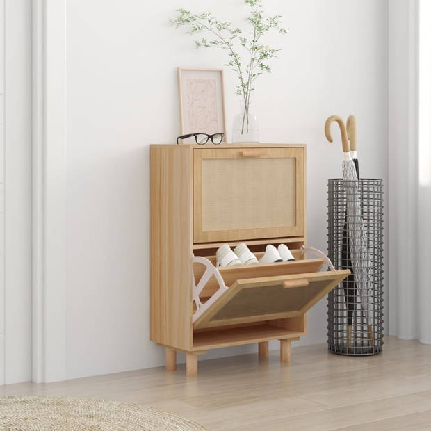 The Living Store Schoenenkast - Scandinavisch Design - 52 x 25 x 80 cm - Bruin