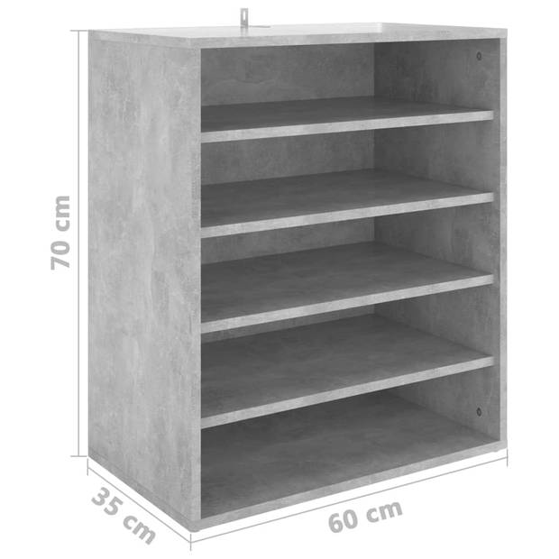 The Living Store Schoenenkast - Betongrijs - 60 x 35 x 70 cm - Duurzaam en stevig