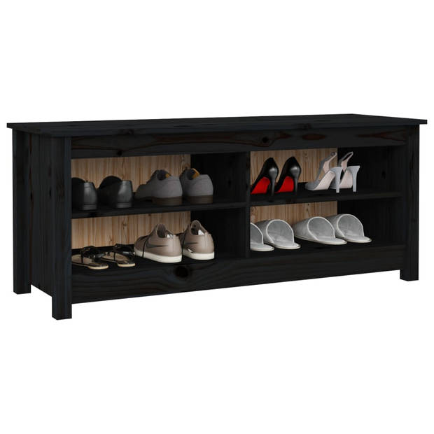 The Living Store Schoenenbank - Grenenhout - 110 x 38 x 45.5 cm - Zwart