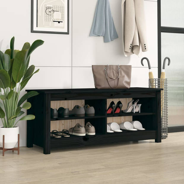 The Living Store Schoenenbank - Grenenhout - 110 x 38 x 45.5 cm - Zwart