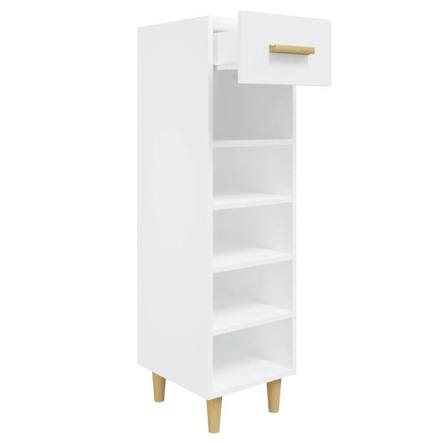 The Living Store Schoenenkast - wit - 30 x 35 x 105 cm - hoge kwaliteit en ruimtebesparend