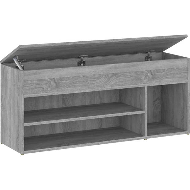 The Living Store Schoenenbank - Trendy - Opbergbank - Afmeting 105 x 30 x 45 cm - Kleur Grijs Sonoma Eiken