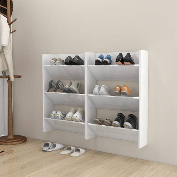 The Living Store Schoenenkast - Wit - 60x18x90 cm - Ruimtebesparend en georganiseerd