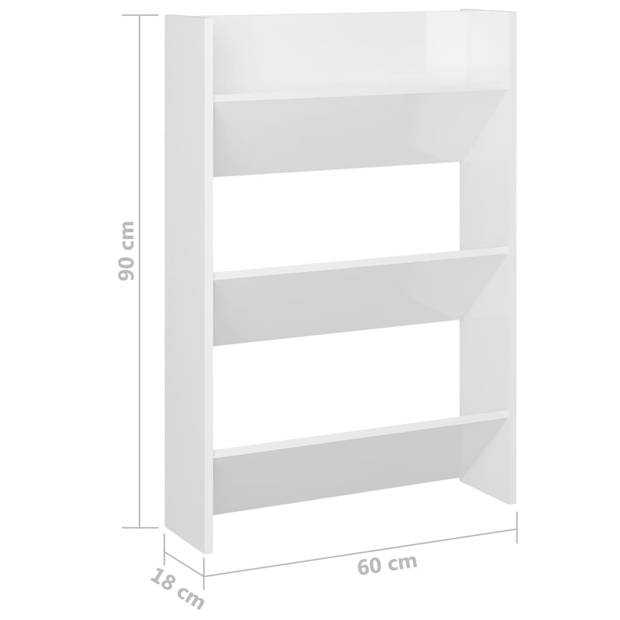 The Living Store Schoenenkast - Wit - 60x18x90 cm - Ruimtebesparend en georganiseerd