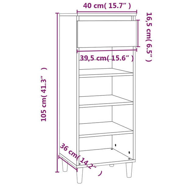 The Living Store Schoenenrek - s - Opbergruimte - 40x36x105cm - Zwart