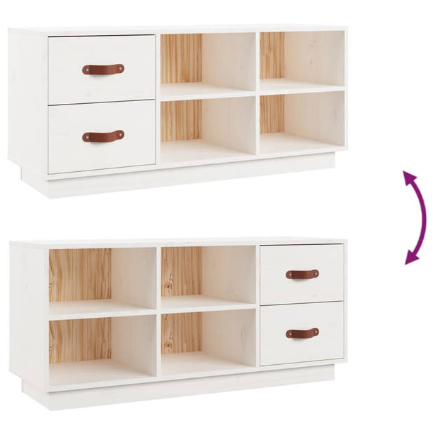 The Living Store Schoenenkast - Grenenhout - 100x34x45cm - wit