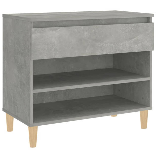 The Living Store Schoenenkast Betongrijs - 70x36x60 cm - Hoge Kwaliteit Hout - 2 Vakken