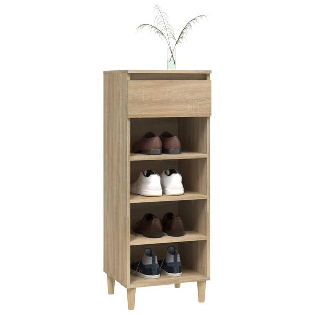 The Living Store Schoenenkast - Sonoma Eiken - 40 x 36 x 105 cm - Bewerkt hout en massief eucalyptushout