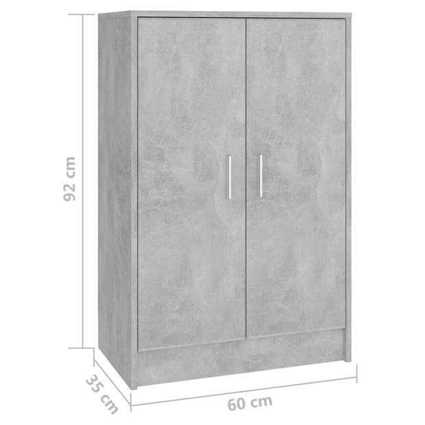 The Living Store Schoenenkast Basic - Betongrijs - 60 x 35 x 92 cm