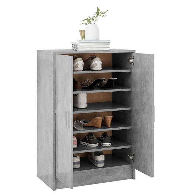 The Living Store Schoenenkast Basic - Betongrijs - 60 x 35 x 92 cm