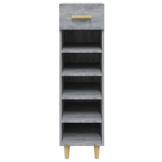 The Living Store Schoenenkast - Grijs Sonoma Eiken - 30 x 35 x 105 cm - Voldoende Opbergruimte