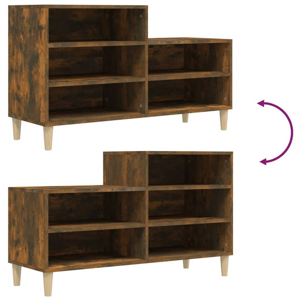 The Living Store Schoenenkast - Smoked Oak - 102 x 36 x 60 cm - Duurzaam bewerkt hout