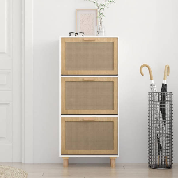 The Living Store Schoenenkast Scandinavisch - 52 x 25 x 115 cm - neerklapbare lades