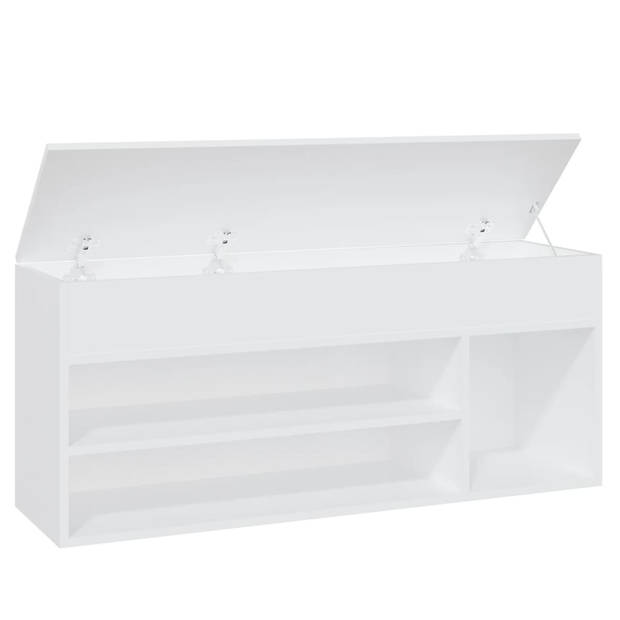 The Living Store Opbergbank - Schoenenkast - 105 x 30 x 45 cm - Wit spaanplaat