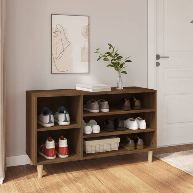 The Living Store Schoenenkast - Bruineiken - 102 x 36 x 60 cm - Stevig materiaal