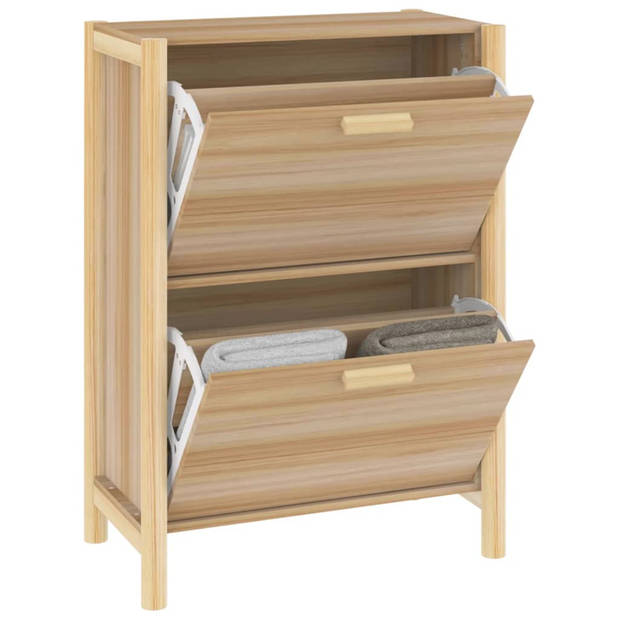 The Living Store Schoenenkast 57-5x33x80 cm bewerkt hout - Schoenenkast