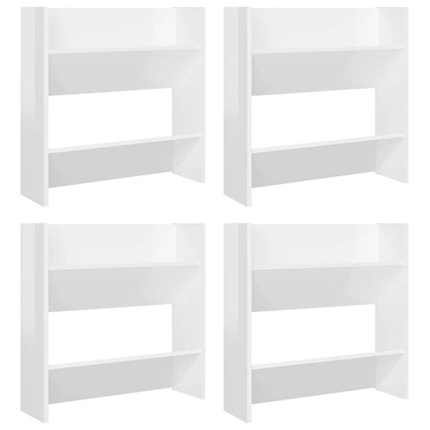 The Living Store Schoenenkast - Wandmontage - 60x18x60 cm - Hoogglans wit