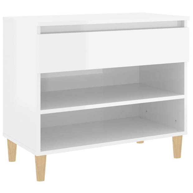 The Living Store Schoenenkast - Hoogglans wit - 70 x 36 x 60 cm - Stevig materiaal