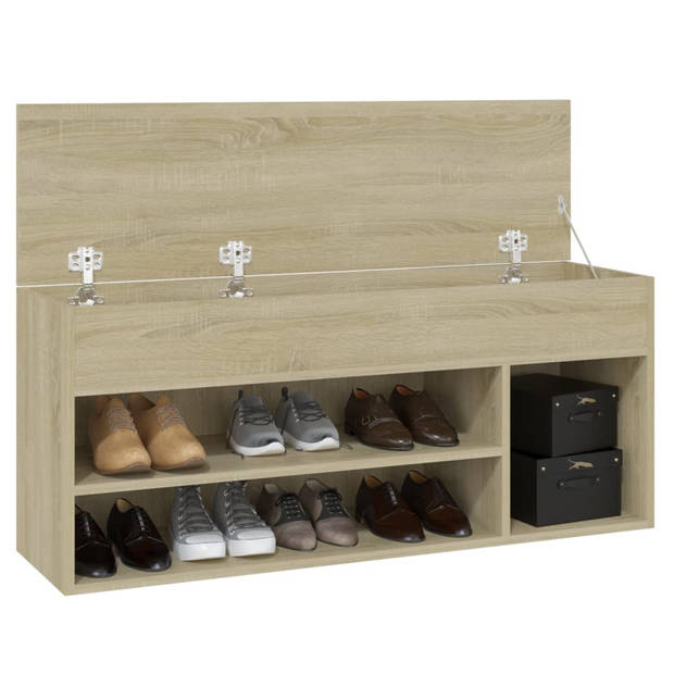 The Living Store Opbergbank Sonoma Eiken - Schoenenkast - 105 x 30 x 45 cm