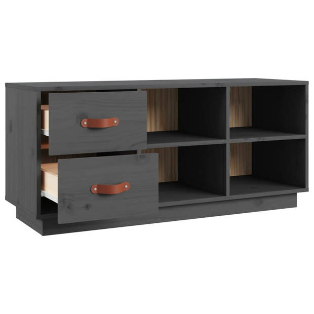 The Living Store Schoenenkast - Grenenhout - 100x34x45 cm - Grijs