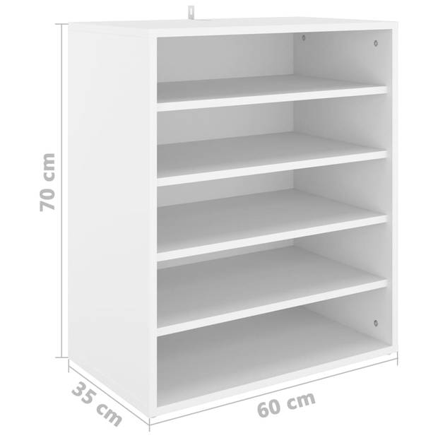 The Living Store Schoenenkast - 60 x 35 x 70 cm - wit - spaanplaat