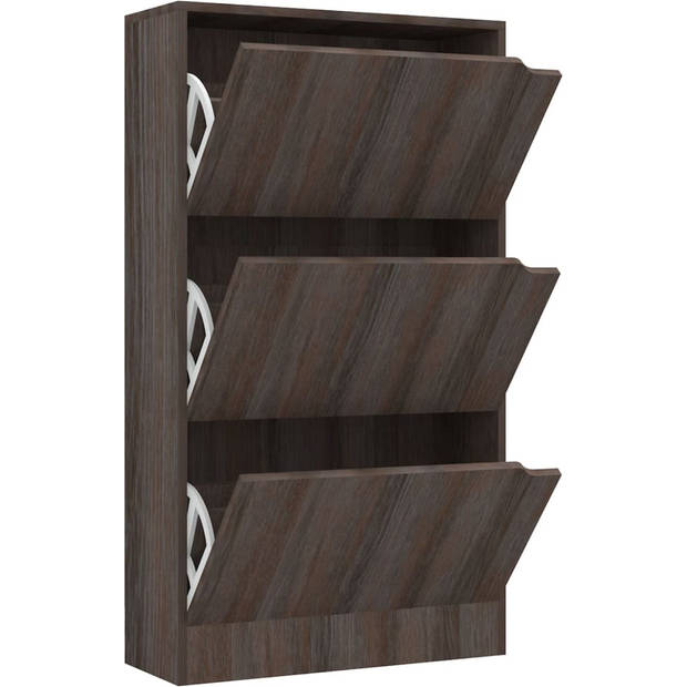 The Living Store Schoenenkast - grijs sonoma eiken - 59 x 24 x 105 cm - duurzaam en stevig