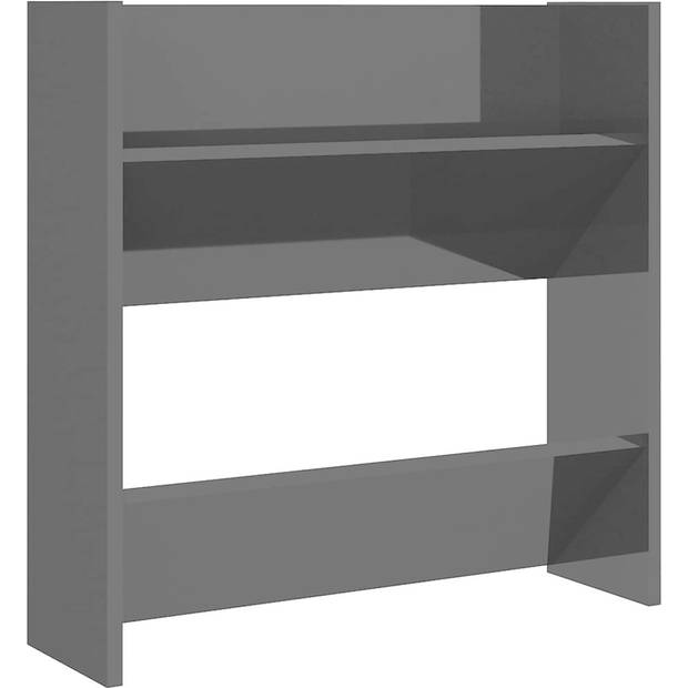 The Living Store Schoenenkast - Wandmontage - 60 x 18 x 60 cm - Hoogglans zwart - 2 schappen