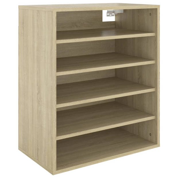 The Living Store Schoenenkast - Sonoma eiken - 60 x 35 x 70 cm - Duurzaam - Gemakkelijk schoon te maken