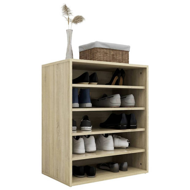 The Living Store Schoenenkast - Sonoma eiken - 60 x 35 x 70 cm - Duurzaam - Gemakkelijk schoon te maken