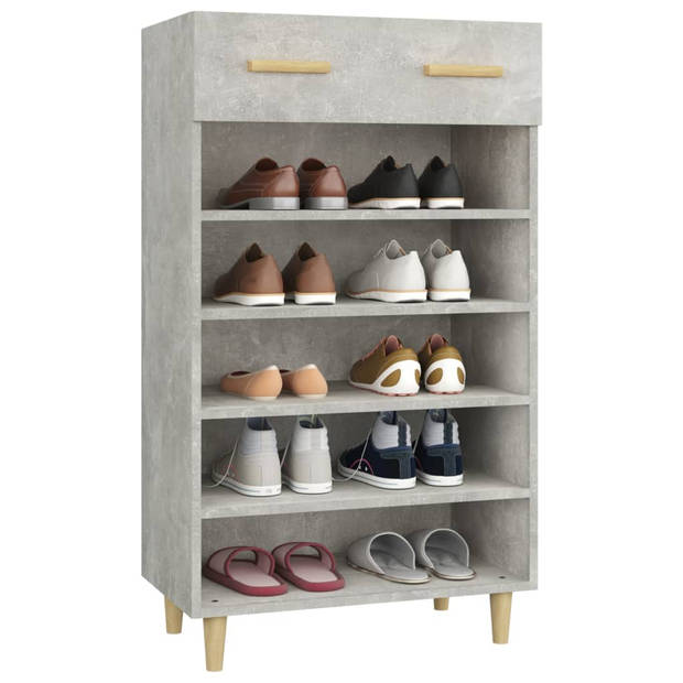 The Living Store Scandinavische Schoenenkast - 60 x 35 x 105 cm - Betongrijs