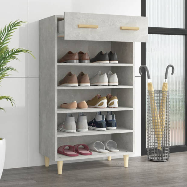 The Living Store Scandinavische Schoenenkast - 60 x 35 x 105 cm - Betongrijs