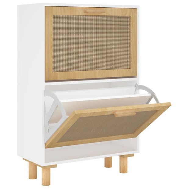 The Living Store Schoenenkast - Scandinavisch ontwerp - 52 x 25 x 80 cm - wit - bewerkt hout