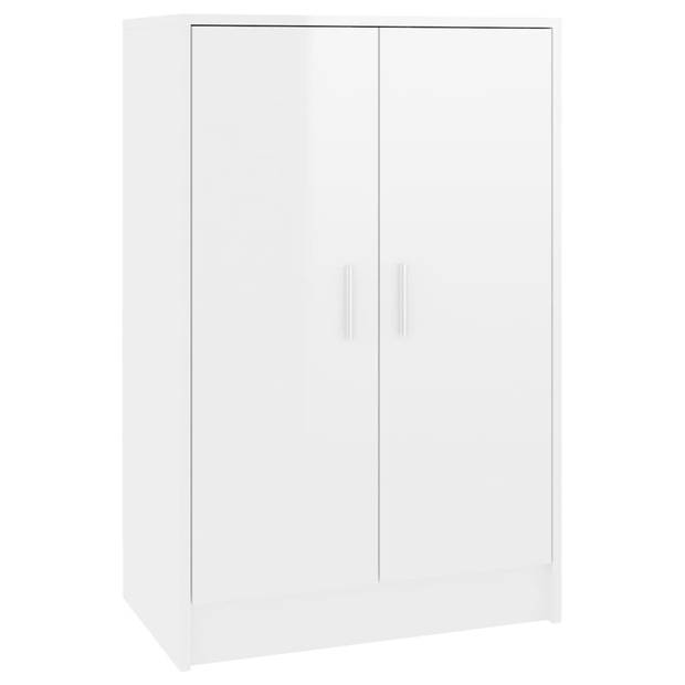 The Living Store Schoenenkast Hoogglans Wit - 60 x 35 x 92 cm - Gemaakt van spaanplaat