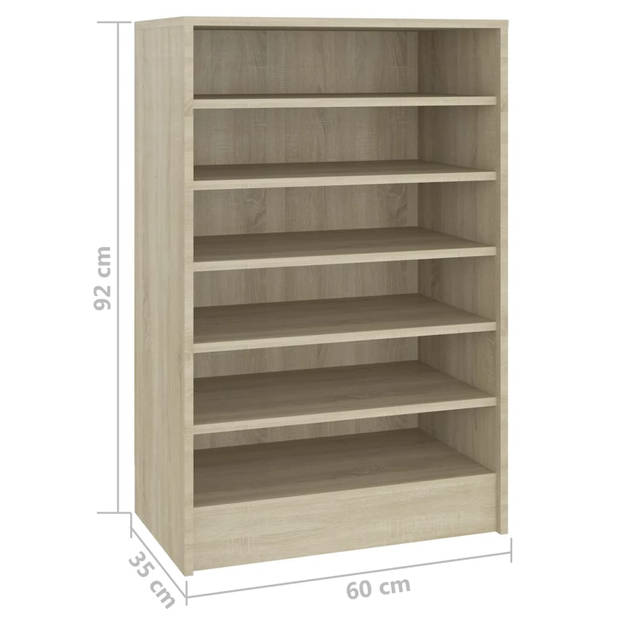 vidaXL Schoenenkast 60x35x92 cm bewerkt hout sonoma eikenkleurig