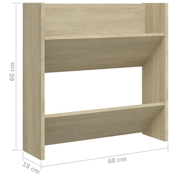 vidaXL Wandschoenenkasten 4 st 60x18x60 cm bewerkt hout sonoma eiken