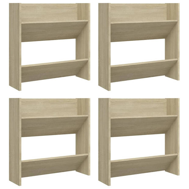 The Living Store Schoenenkast Sonoma Eiken - 60 x 18 x 60 cm - Muurmontage