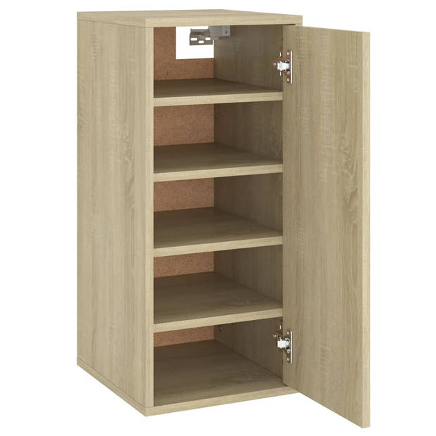 The Living Store Schoenenkast Sonoma Eiken 32x35x70cm - 5 Schappen - Wandmontage